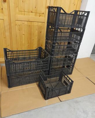 8 cassette di plastica per ortaggi.