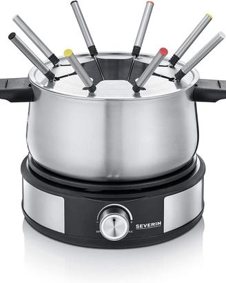 Set  Fonduta / Crepes Con 8 Forchette Inox nero