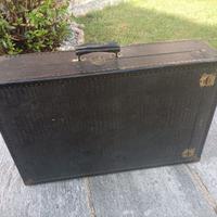 valigia rigida vintage nera marrone scuro