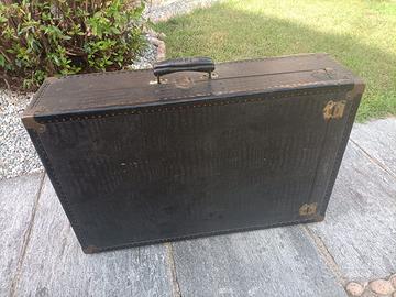 valigia rigida vintage nera marrone scuro