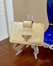 PRADA* Portacarte in pelle saffiano oro Originale