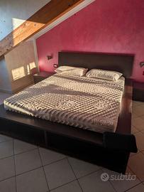 Letto matrimoniale moderno Wengé con contenitore