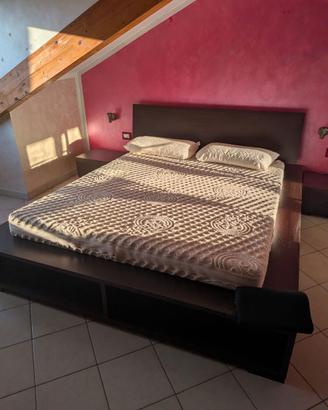 Letto matrimoniale moderno Wengé con contenitore