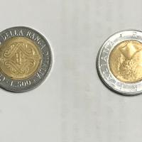 Tre rare monete da 500 Lire Bimetalliche
