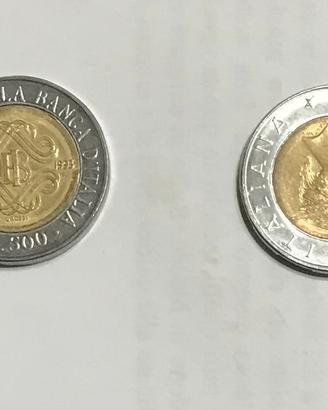 Tre rare monete da 500 Lire Bimetalliche