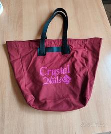 Borsa in tela Crystal Nails bordeaux 