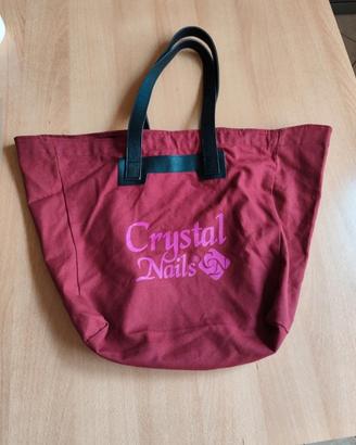 Borsa in tela Crystal Nails bordeaux 