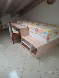  letto multifunzione con scrivania e libreria 