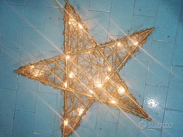 Stella di Natale bambu 60cm dorata luci addobbo