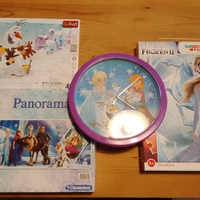 3 Puzzle Frozen + orologio per bambino/bambina