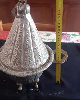 BISCOTTIERA Marocco in metallo argentato anni 50