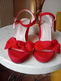 sandali rossi camoscio sintetico