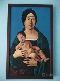 MADONNA CON BAMBINO riproduzione '700 dipinto olio
