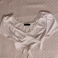 Top bianco con bordi in pizzo Shein