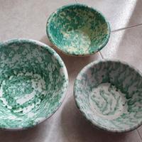 vasi in terracotta smaltata, dipinta, antico usato