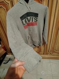 felpa Levi’s grigia e rossa  con cappuccio 