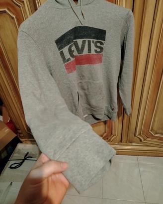 felpa Levi’s grigia e rossa  con cappuccio 