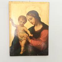 Quadro Madonna con Bambino su tavola - fondo oro -