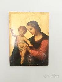 Quadro Madonna con Bambino su tavola - fondo oro -