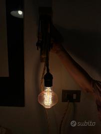 lampada industriale carrucola con filo di canapa