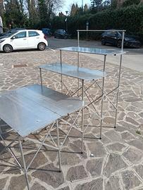 Banco espositore a scala pieghevole alluminio