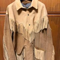 Giacca da uomo in vera pelle con frange vintage
