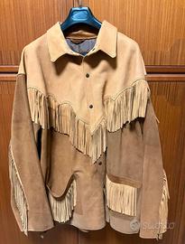 Giacca da uomo in vera pelle con frange vintage