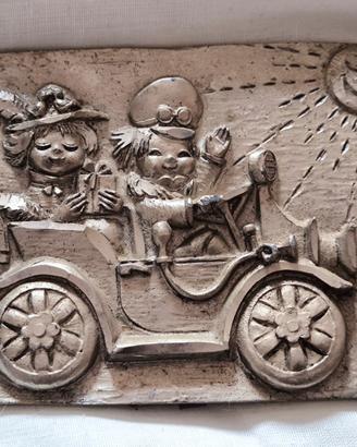 Cimeli collezione: Placca vintage in peltro, auto