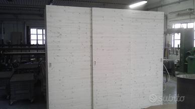 armadio abete 3 ante scorrevoli ripiani cassetti