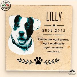 Basso rilievo ricordo cane o gatto bianco e nero