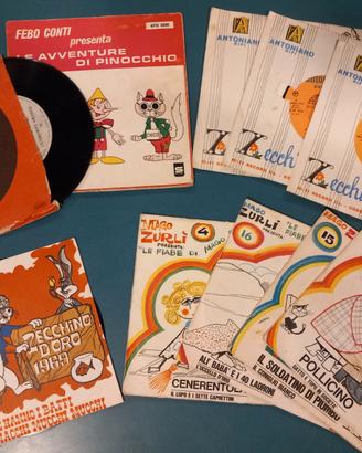 Serie 9 dischi 45 giri per bambini anni 1969/1971