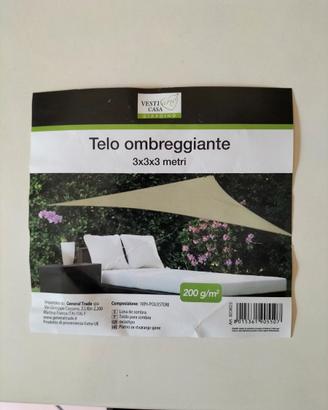 Telo ombreggiante Vela giardino 3x3x3mt triangolo