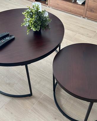 Coppia tavolini noce scuro