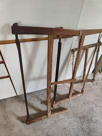 Tris di Antiche Seghe a Telaio in Legno Primi '900