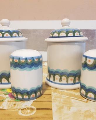 Ceramiche Barattoli Saliera Pepiera decoro a mano