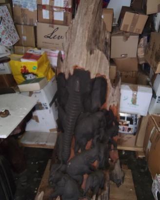 Scultura Elefanti in Legno