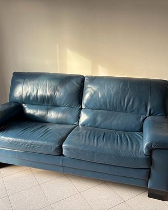 divano in pelle blu