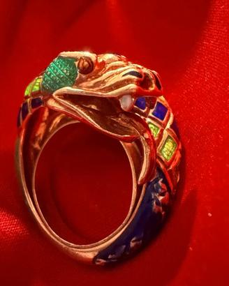 Anello Draghi,anni 60',pezzo unico,oro 18 kt,