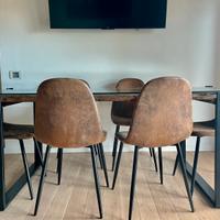 Tavolo da pranzo in legno rovere e vetro temprato