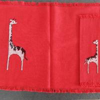 4 Tovagliette tavola rosse ricamate