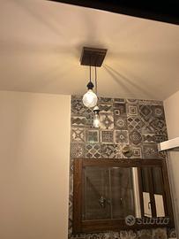 Lotto lampadari artigianali in legno - 5 pezzi