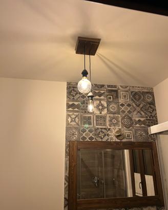 Lotto lampadari artigianali in legno - 5 pezzi