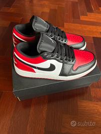 Jordan 1 Low punta rosso nera numero 41