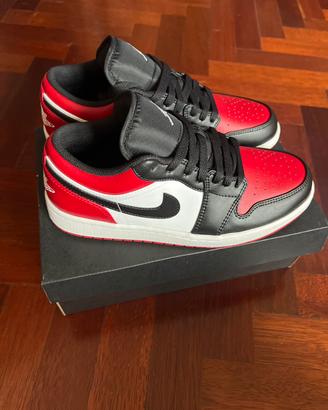 Jordan 1 Low punta rosso nera numero 41
