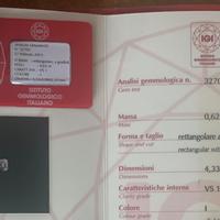 Diamante nat 0.62 ct. I/VS1 smerald Blister + Cert
