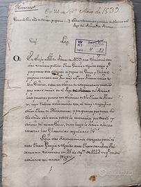 ANTICO DOCUMENTO NOTARILE - CENSO DEL 1539