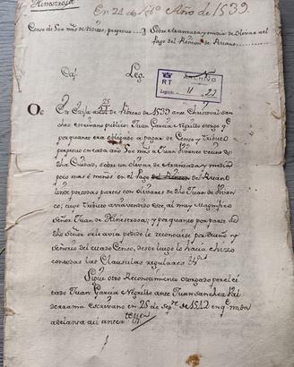 ANTICO DOCUMENTO NOTARILE - CENSO DEL 1539