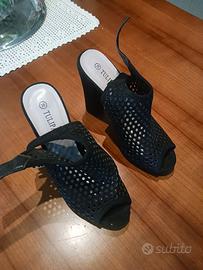 Scarpe nere con tacco alto, marca Tulipano tg. 36