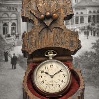 Antico porte montre intagliato a mano fine 800