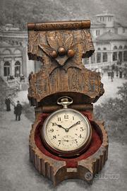 Antico porte montre intagliato a mano fine 800